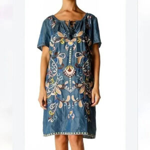 Chelsea & Theodore Blue Embroidered Dress